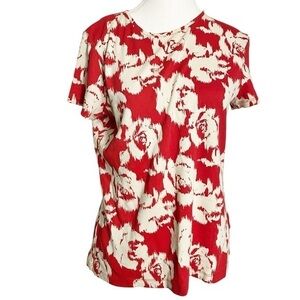 Croft & Barrow Floral Red and White T-Shirt